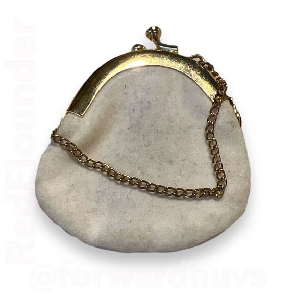 Adorable Gold Tone Tiny Coin Purse with Velvety Elegance - Picture 1 of 7